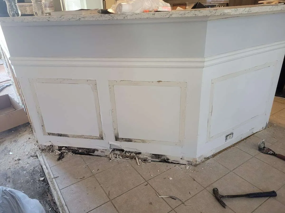 Water damage and mold on kitchen during Storm Damage Restoration in Temple Hills